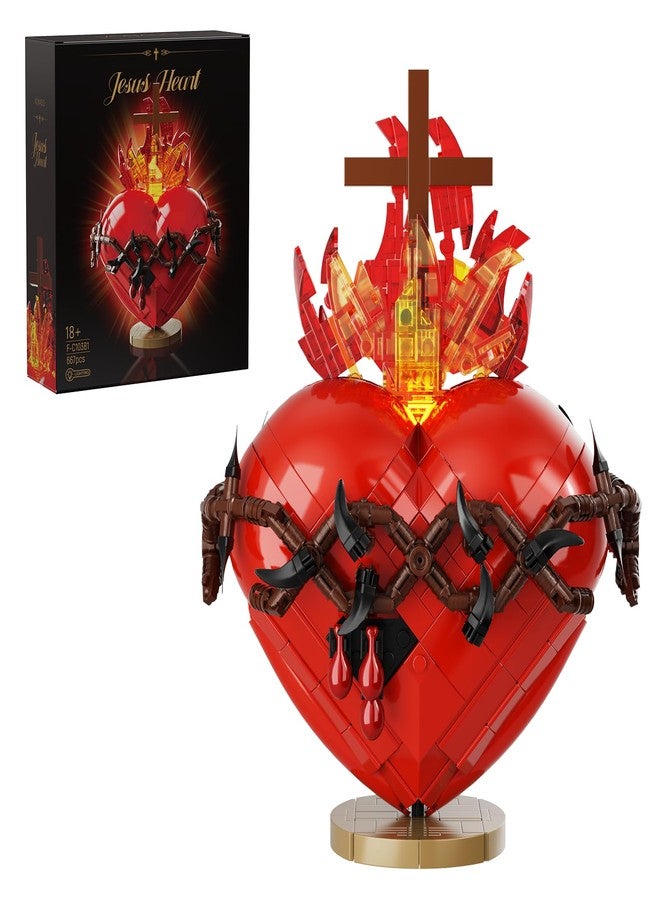 Vonado Jesus Heart Building Set,Sacred Heart Model Compatible with Lego,Bible Themed Christian Decorative Items,Religious Gift for Adults or Women(667 PCS) - Image 1